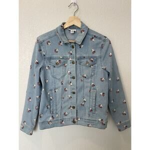 Disney Parks Jacket Womens XS Blue Minnie Mouse All Over Print Jean Denim